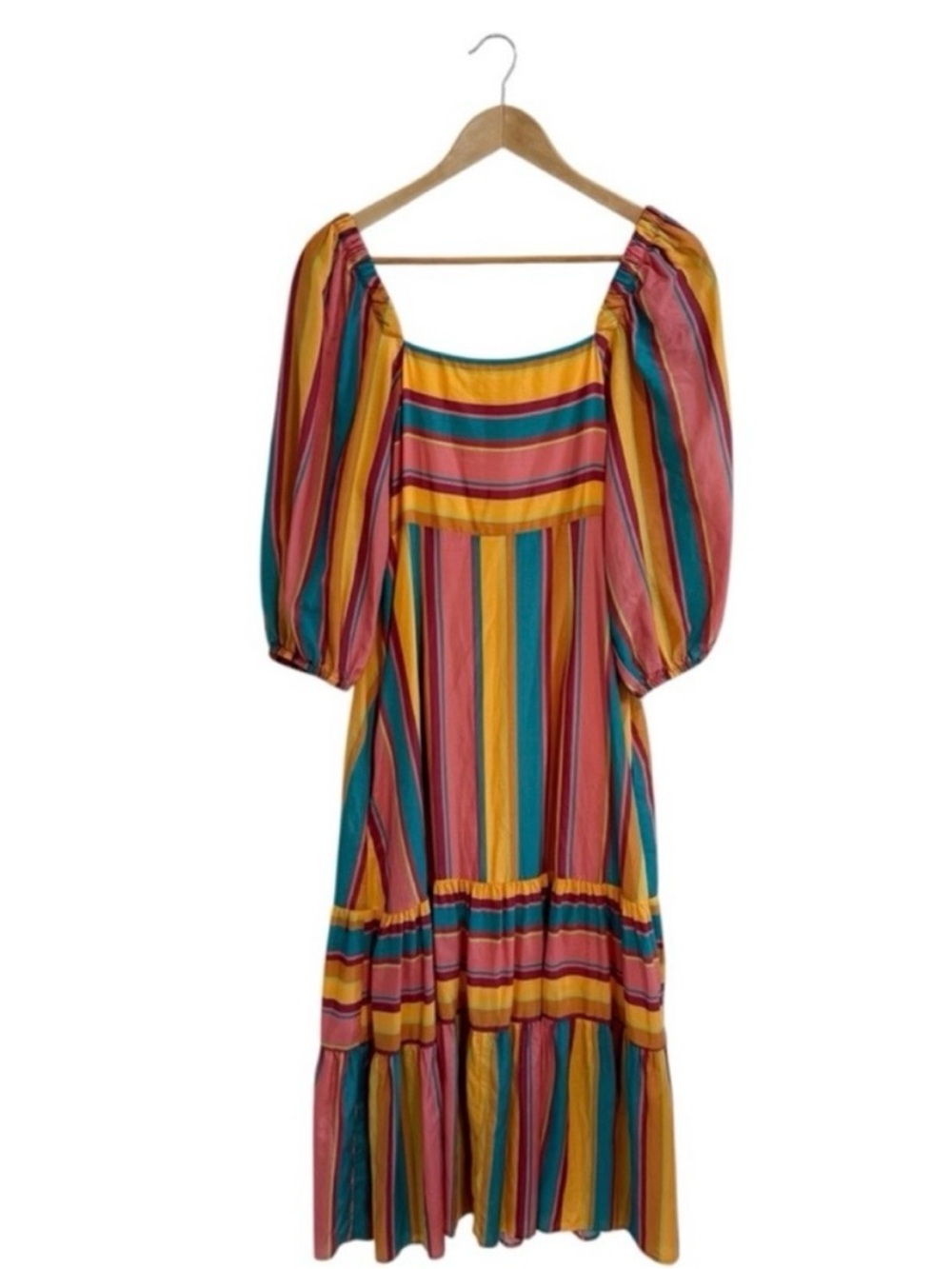 FARM Rio Anthropologie Rainbow Stripe Midi Dress Medium Petite NWT! - Picture 6 of 8